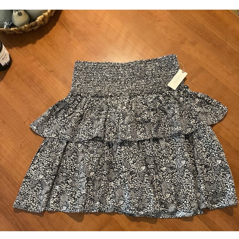 Anthropologie Women’s Floral Smocked Tiered Ruffle Skirt M Peasant Prairie NWT